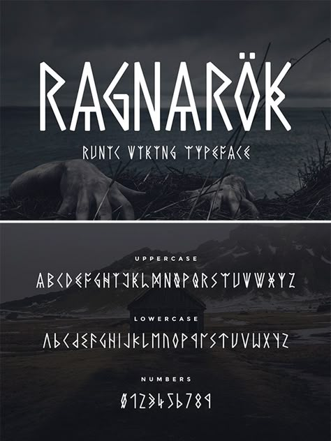 Ragnarok - Runic Viking Font Viking Alphabet Letters, Norse Lettering, Norse Typography, Rune Font, Viking Font, Nordic Font, Alfabeto Viking, Alfabet Font, Blog Font