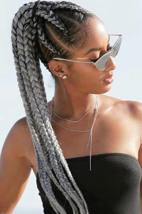 Cornrow Ponytail, Goddess Braids Hairstyles, Braided Cornrow Hairstyles, Cool Braid Hairstyles, Fulani Braids, Cool Braids, Cornrow, Cornrow Hairstyles, African Braids