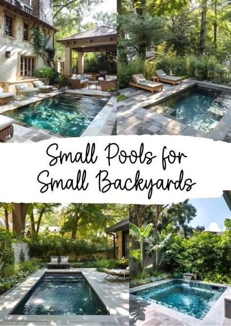 Small Garden With Swimming Pool, Small Pool And Spa Ideas, Small Backyard Pool And Hot Tub, Tank Pool Backyards, Dipping Pool Small Backyard, Small Plunge Pools For Small Yards, Small Swimming Pools Backyard, Tiny Pools For Small Yards, Small In Ground Pools