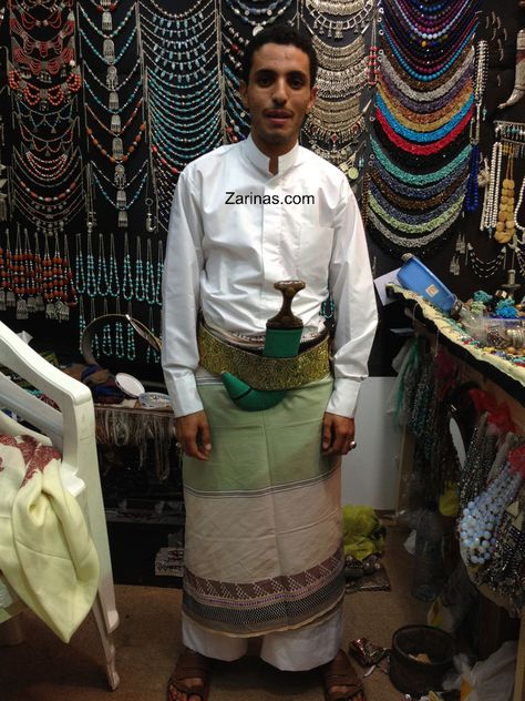 Yemeni Men's Clothes http://zarinas.com/ Yemeni Clothes Men, Yemeni Clothes, Middle Eastern Countries, Yemen Clothing, Eastern Countries, Afghan Jewelry, Afghan Clothes, Afghan Dresses, National Dress