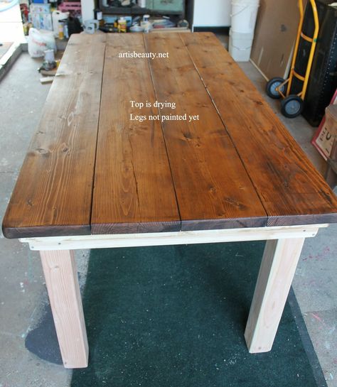 Build a Farmhouse Table For Under $100 Make A Farmhouse Table, Build A Farmhouse, Build A Farmhouse Table, Farmhouse Table Plans, Diy Kitchens, Diy Kitchen Table, Farmhouse Dining Room Table, Small Kitchen Tables, Diy Farmhouse Table