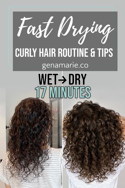 How to Reduce Drying Time | Fast-Drying Curly Hair Routine – Gena Marie Curly Girl Method Routine, How To Bun, Curly Hair Techniques, Pink Blonde, Hair Tricks, High Porosity Hair, Curly Hair Care Routine, Hair Diffuser, Dry Curly Hair