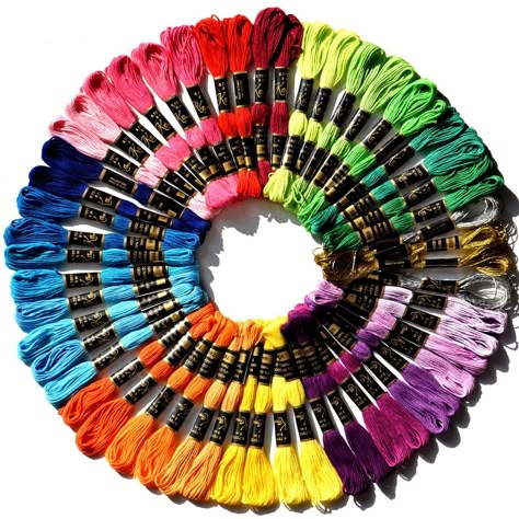 Amazon.com: Kocean100％Cotton Embroidery ＆CrossStitch Floss- Bracelets String - Crafts Floss - 52pcs Premium Rainbow Color Embroidery Thread and Free Set of 4pcs Metallic embroidery thread: Arts, Crafts & Sewing Threaded Bracelets, Embroidery Thread Crafts, String For Bracelets, Embroidery Thread Bracelets, Threads For Embroidery, Friendship Bracelet String, Thread For Embroidery, Bracelets Embroidery, Cotton Thread Embroidery