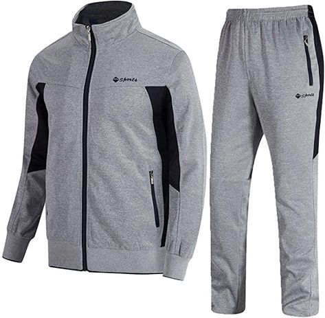 Amazon.com: TBMPOY Men's Tracksuit Athletic Sports Casual Full Zip Sweatsuit: Clothing Mens Tracksuit Set, Tracksuit Men, Sweatsuit Set, Track Suit Men, Casual Athletic, Athletic Sports, Tracksuit Set, Sports Suit, Casual Sets