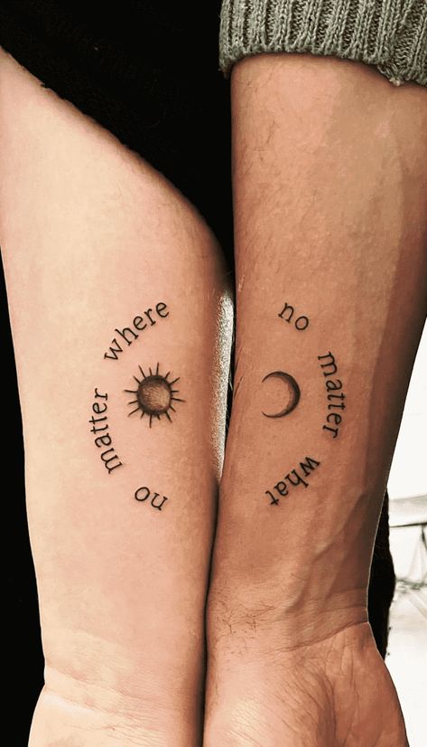 Boho Couple Tattoos, Mom Tattoo Aesthetic, Sister Tattoos Infinity, Small Couples Tattoo Matching, Boy And Girl Best Friend Tattoos, Cool Matching Tattoos For Best Friends, Half Tattoo Matching, Tattoo Ideas For Friends Bff Tat, Soulmate Tattoo Ideas Couple Tat