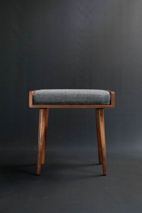 KENJI bench / Stool / Ottoman in Walnut on Behance Scandinavian Stool, Seat Ottoman, Stool With Cushion, Walnut Board, Sitting Chair, Stool Ottoman, Bench Stool, Wood Stool, Sheesham Wood