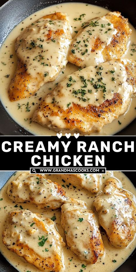 A quick, easy, and delicious dinner! This creamy ranch chicken combines tender chicken breasts with a rich ranch sauce for a mouthwatering meal that’s ready in no time. Easy Sauce For Chicken, Tender Chicken Breast Recipes, Creamy Chicken Breast Recipes, Easy Chicken Breast Dinner, Creamy Ranch Sauce, Creamy Ranch Chicken Recipe, Beef Birria Recipe, Birria Recipe, Quick Chicken Breast Recipes