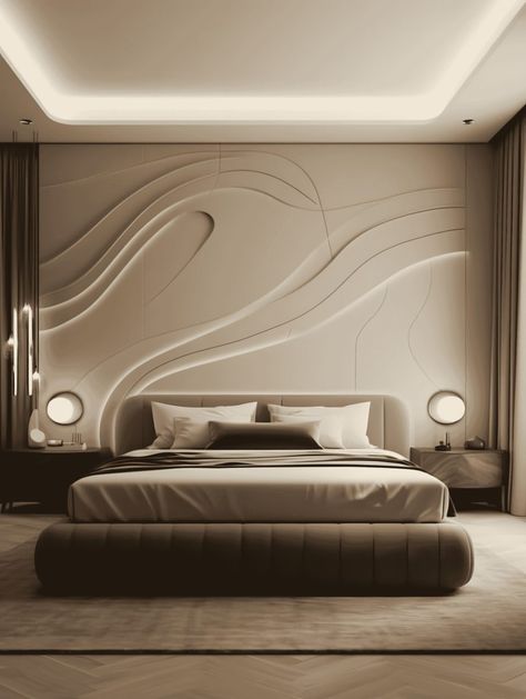 Curved Wall Design, Rajat Kapoor, Bedroom Moodboard, Curved Bed, Curved Wall, Bedroom Interior Design Luxury, Modern Bedroom Interior, Curved Walls, Small Bedroom Decor