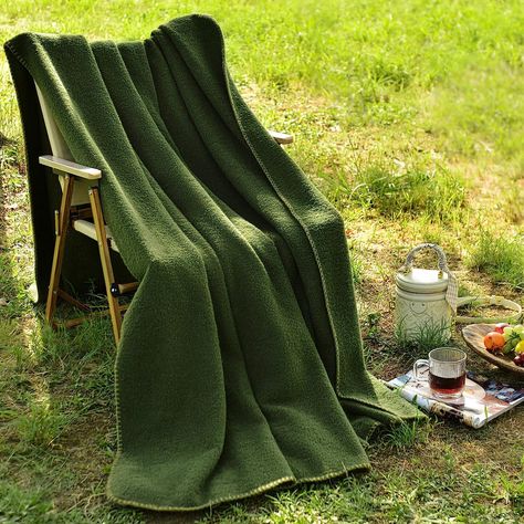 KAKAWOOL Camping Blanket is made of 80% wool. Wool is a breathable fiber that produces instant warmth.The remainder of the blanket is composed of 20% synthetic fibers for durability and washability. Because wool fibers are relatively short, longer synthetic fibers help secure the weave, minimizing shedding and adding years of life to your blanket. Camping Indoors, Indoor Camping, Green Throw Blanket, Backyard Camping, Green Throw, Survival Kits, Survival Kit, Throw Blankets, Sport Event