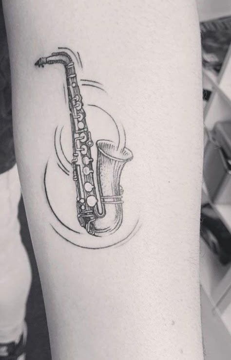 Saxophone Tattoo For Women, New Orleans Tattoos, Saxophone Tattoo, Round Tattoos, Collarbone Tattoo Ideas, New Orleans Tattoo, Round Tattoo, Tasteful Tattoos, Sunflower Tattoos