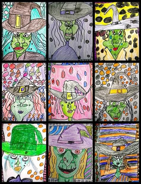 After reading The Witches by Roald Dhal, have kids draw the witch version of me! The Witches Roald Dahl Activities, Witch Art Drawing, The Witches Roald Dahl, Halloween Art Lessons, Roald Dahl Day, Witches Book, Halloween Art Projects, Witch Drawing, Fall Art Projects