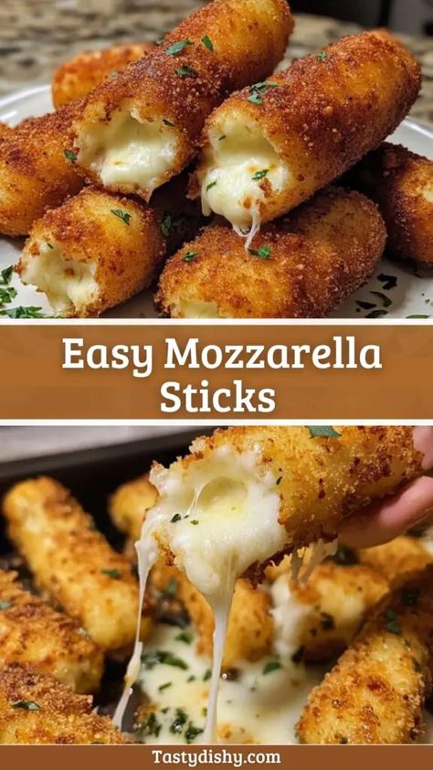 Appetizers For Drinking Party, Mini Mozzarella Sticks, Homade Mozarella Sticks, Mozza Sticks Recipe, Easy Delicious Dinner Recipes For Family, Mozzarella Sticks Oven Baked, Good Food To Make At Home Easy, Mozzarella Stick Recipe, At Home Mozzarella Sticks