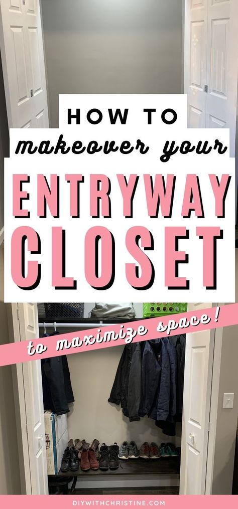 Diy Entryway Closet, Small Entryway Closet Ideas, Coat Closet Organization Front Entry, Coat Closet Design, Small Entry Closet Ideas, Entryway Closet Ideas, Diy Entryway Ideas, Small Entryway Closet, Entryway Coat Closet