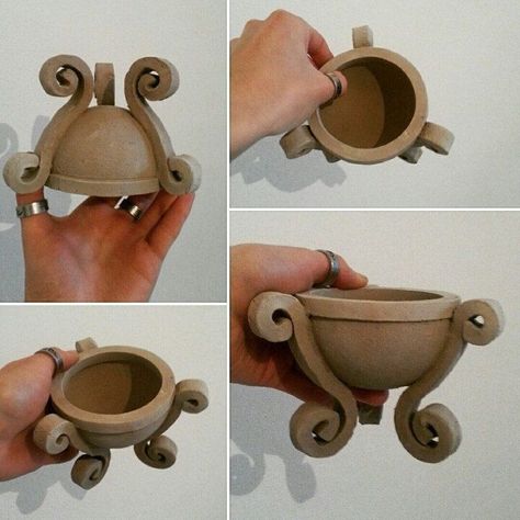 Clay Oil Burner, Easy Ceramics Projects, Easy Ceramics, Coil Pottery, Pottery Handbuilding, Tanah Liat, Clay Bowl, Keramik Design, Slab Pottery