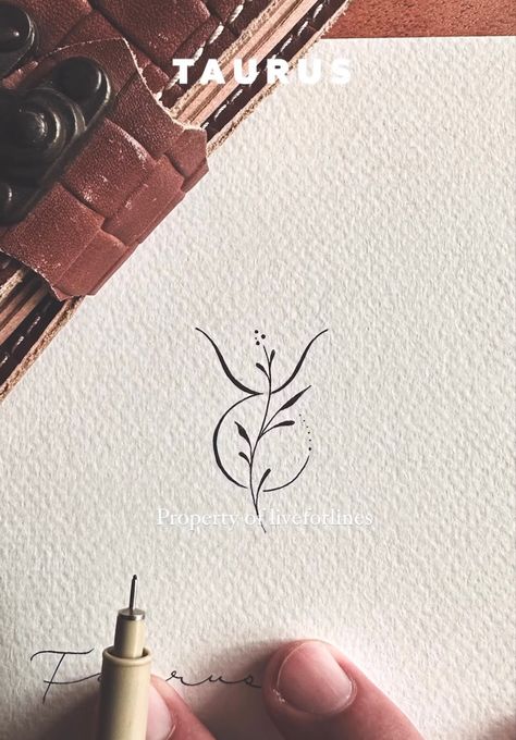 Taurus Symbol Aesthetic, Dainty Taurus Tattoo For Women, Fine Line Taurus Tattoo, Taurus Tattoo For Women Zodiac, Zodiac Tattoo Taurus, Taurus Flower Tattoo, Taurus Aesthetic Tattoo, Taurus Tattoo Designs, Taurus Flower