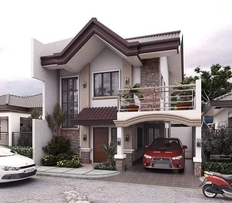 Philippines House Design, Home Designs Exterior, Two Story House Design, Front Landscape, 2 Storey House Design, 2 Storey House, Casa Country, Two Story House, Simple House Design