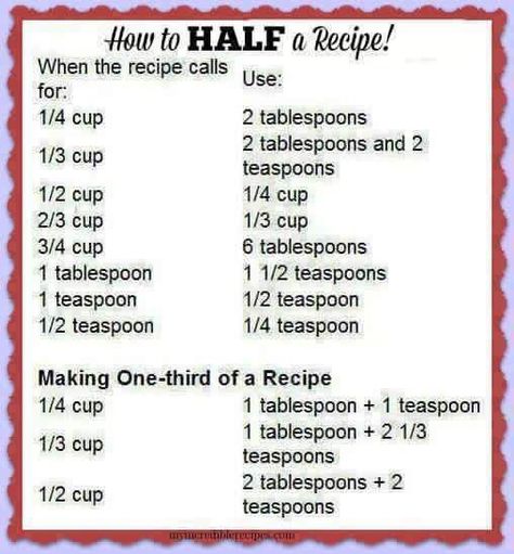 How to make half or third of a recipe...better keep this handy! Half A Recipe, Making Half A Recipe, Half And Half Recipes, Think Food, Food Info, Handy Dandy, Modern Houses, Food Tips, Yummy In My Tummy