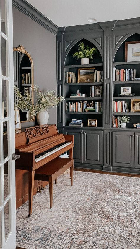 A Thoughtful Place, Home Library Rooms, Home Music Rooms, Place Making, Library Room, Home Library Design, Piano Room, Patio Interior, Home Libraries