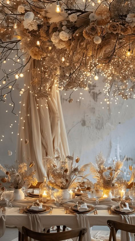 Wedding Decor Tulle, Wedding Table Chandelier, Antique Fall Wedding, Ceremony Set Up, Candle Theme Wedding, Fall Wedding Table Settings, Shine Theme, Woodland Wedding Theme, Silver And Gold Wedding