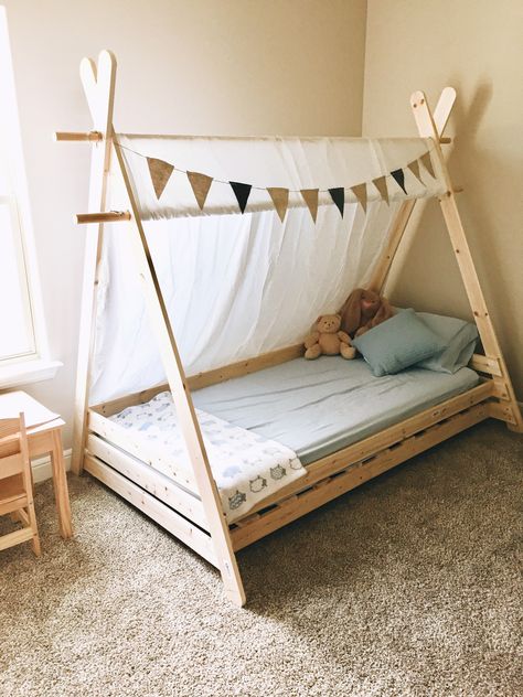 Toddler Tent Bed, Alternative Bedroom, Bed Alternatives, Toddler Tent, Tent Bed, Teepee Bed, Toddler Boy Room Decor, Baby Room Neutral, Toddler Boys Room