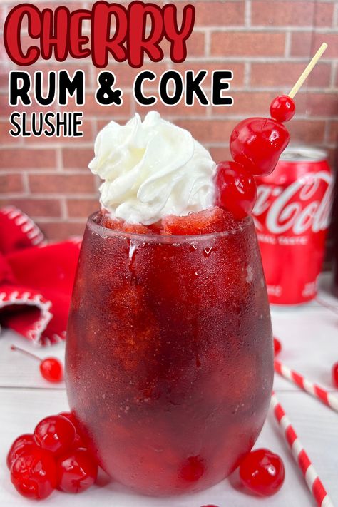 Frozen Cherry Coke Slushies, Alcoholic Slushy Drinks Recipes, Cherry Drinks Alcoholic, Coke Slushie Recipe, Coke Slushie, Slushy Alcohol Drinks, Adult Slushies, Alcoholic Slushies, Wine Slushie Recipe