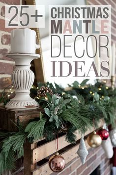 Christmas Mantel Decorating Ideas Simple, Simple Christmas Mantel, Fancy Candle Holders, Mantel Decorating Ideas, Christmas Mantel Decor, Fireplace Stockings, Mantel Decor Ideas, Pre Lit Garland, Mantel Decorating