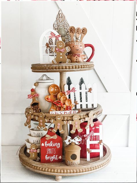 Christmas Entryway Table Decor - With new great products releasing everyday, visit to find what you have been looking for. DO IT IMMEDIATELY! Gingerbread Tiered Tray Decor, Gingerbread Tiered Tray, Wooden Tiered Tray, Mini Tiered Tray, Three Tiered Tray, Fall Displays, Tiered Tray Decor Christmas, Christmas Entryway, Tray Decor Christmas