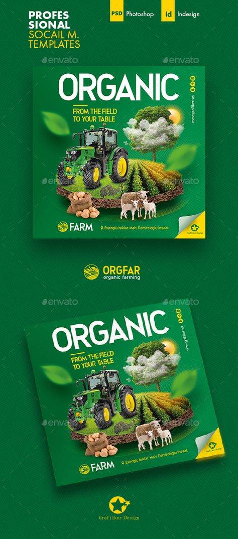 Organic Farming Social Media Templates Farm Social Media Design, Organic Farming Poster, Medias Red, Easy Photoshop Tutorials, Social Media Posters, Instagram Stories Design, Fashion Poster Design, Media Poster, Stories Design