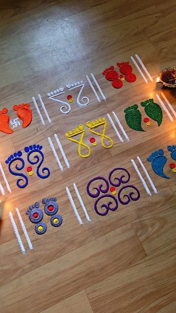 Roopchaudas Rangoli, Rangoli Designs Asthethic, Rangoli Designs Dhanteras Easy, Simple Rangoli For Dhanteras, Rangoli For Dhanteras Simple, Rangoli For Agiyaras, Diwali Blank Template, Easy Rangoli Diwali Designs, Ragoli Color Simple Diwali