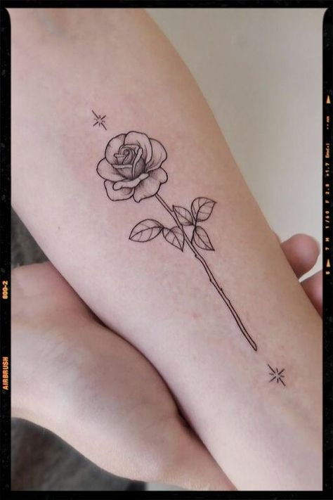 Rose Stem Tattoo, Bracelet Tattoos For Women, Single Rose Tattoos, Simple Rose Tattoo, Bracelet Tattoos, Rose Tattoo On Arm, Watercolor Rose Tattoos, Rose Tattoo Ideas, Many Tattoos