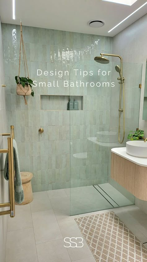 There’s a real art and science behind small bathrooms to be able to create the perfect balance between practicality and luxury. We wanted to explore these versatile spaces a little more, so we’re sitting down with our very own Commercial Director and newbie-renovator Sammy, who has just completed the most inspiring small bathroom renovation with The Blue Space. New Small Bathroom Ideas, Wet Room Ideas With Bath, Best Small Bathrooms, Linear Bathroom Design, Small Primary Bathroom Design, Deep Tub Shower Combo Small Bathrooms, Small Tiled Bathroom Ideas, Second Bathroom Remodel, Family Bathroom Inspiration