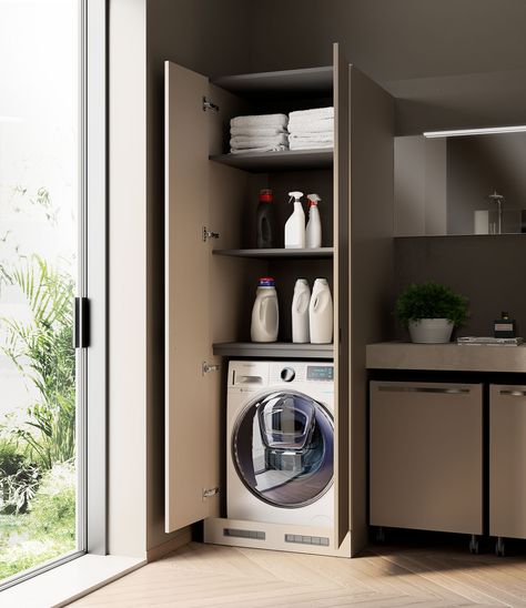 Washing Machine Space Ideas, Washing Machine In The Bathroom Ideas, Washing Machine Small Bathroom, Washing Machine In Small Kitchen, Kitchen Interior With Washing Machine, Washing Machine Wardrobe, Laundry Unit Small Spaces, Small Washing Machine Room, Small Kitchen Ideas With Washing Machine