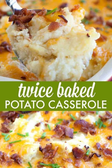 Baked Potatoes Casserole, Twice Baked Potato Casserole, Potatoes Casserole, Twice Baked Potato, Twice Baked Potatoes Casserole, Pasta Alfredo, Recipe Banana, Baked Potato Casserole, Casserole Easy