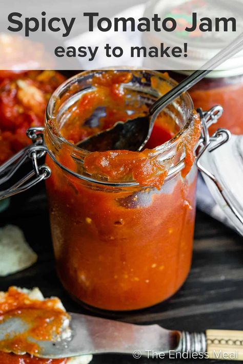 Spicy Tomato Jam, Spicy Jam, Tomato Jelly, Tomato Jam Recipe, Freezer Jam, Tomato Jam, Healthy Easy Recipes, Delicious Magazine, Jam Recipe