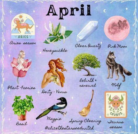 April Birthday Month, Witch Calendar, Zodiac Floral, April Zodiac, Witch Board, Aries Season, Birthday Instagram, Eclectic Witch, Witchcraft Spell Books