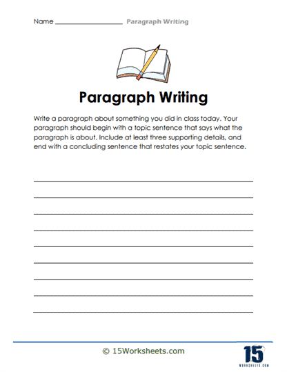 Paragraph Writing #6 Worksheet - 15 Worksheets.com Paragraph Writing Worksheets, Write About Yourself, Paragraph Worksheets, Indian House Exterior, English Assignment, Indian House Exterior Design, Writing Test, Supporting Details, Topic Sentences