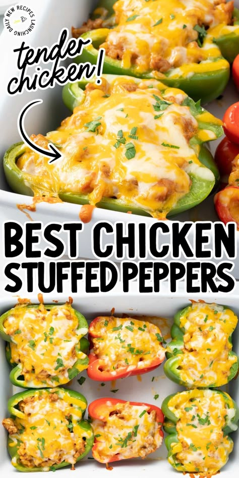 Chicken Stuffed Peppers Chicken Fajita Stuffed Bell Peppers, Chicken And Green Peppers Recipes, Chicken Stuffed Peppers Crockpot, Canned Chicken Stuffed Peppers, Southwest Chicken Stuffed Peppers, Chicken Bell Pepper Dinner, Bell Pepper Recipes With Chicken, Chicken Taco Stuffed Peppers, Stuffed Green Peppers With Chicken