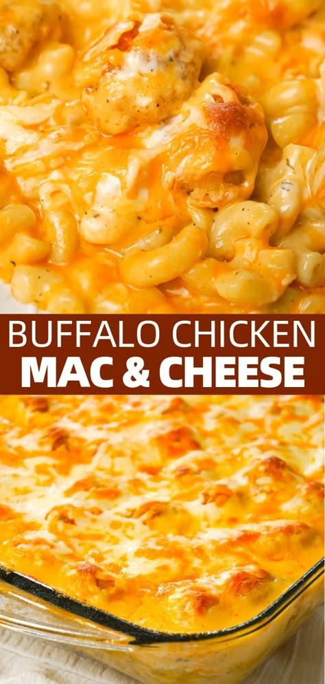 Chicken Mac And Cheese Recipe, Baked Pasta Recipe, Buffalo Chicken Mac And Cheese, Buffalo Mac And Cheese, Chicken Buffalo, Chicken Mac And Cheese, Buffalo Chicken Pasta, Baked Buffalo Chicken, Macaroni Recipes