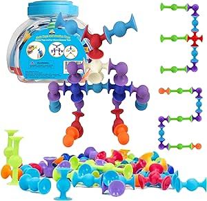 48 Piece Suction Cup Toys Construction Set, Silicone Building Blocks DIY Blocks Toys - Sucker Toys are Fun Bath Toys,Sensory Toy for Toddlers 3 Year Old Boys and Girls Quiet Time Activities For Toddlers, Toy Ideas For Kids, Classroom Toys, Sensory Toys For Toddlers, Tikes Toys, Airplane Activities, Tub Toys, Niche Ideas, Bath Toys For Toddlers