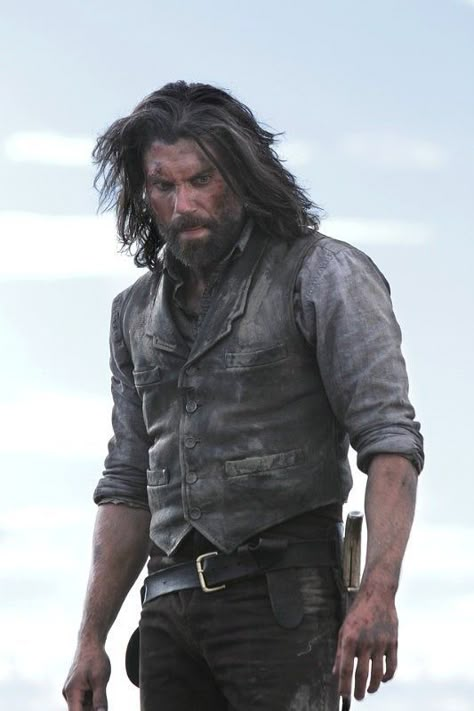 Cullen Bohannon, Long Hair And Beard, Anson Mount, Hell On Wheels, Tv Wall Mount, New Tv, Wall Mounted Tv, Leather Vest, Western Movies