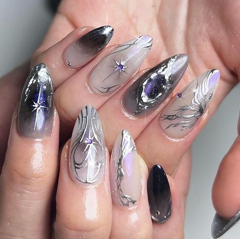 Elven Nails, Concert Nails, Quartz Nails, Maroon Nails, Grunge Nails, Nail Design Inspiration, Pretty Gel Nails, Y2k Nails, Her Nails