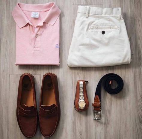 Baby Pink Outfit, Loafers Men Outfit, Guys Fashion Swag, Dapper Gentleman Style, Beige Loafers, Men's Summer Outfit, Mens Business Casual Outfits, Mens Fashion Work, Classy Outfits Men