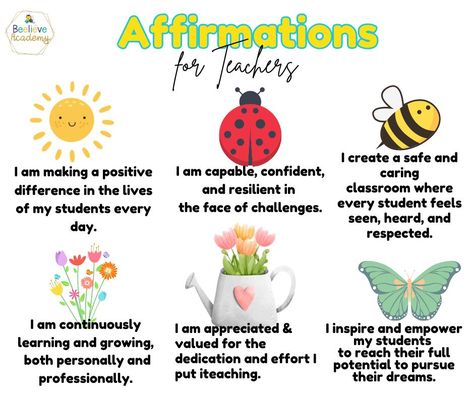 Daily Affirmations For Teachers, Teacher Positive Affirmations, Teacher Affirmations, Affirmations For Teachers, Daycare Room Ideas, Teaching Community, Teacher Encouragement, Teaching Philosophy, Daycare Room