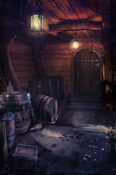 ArtStation - Pirate ship interior, ikaruna Fantasy Pirate Ship Interior, Inside Of A Pirate Ship, Pirate Ship Layout, Inside Pirate Ship, Shipwreck Interior, Fantasy Ship Interior, Sapphic Pirates, Pirate Ship Cabin, Pirate Ship Interior