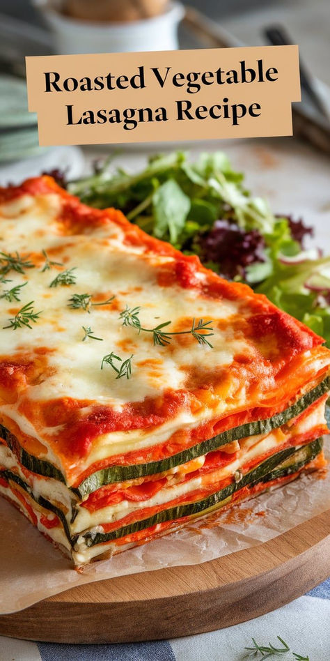 Packed with roasted veggies and rich layers of cheese and sauce, this Roasted Vegetable Lasagna is a delicious and wholesome meal the whole family will love! Garden Vegetable Lasagna, Roasted Vegetable Lasagna Recipe, Vegetable Lasagna Recipe Easy, Veggie Lasagna Recipe Easy, Healthy Eggplant Lasagna, Roasted Vegetable Lasagne, Vegetable Lasagna Recipe, Veggie Lasagna Recipe, Roasted Vegetable Lasagna