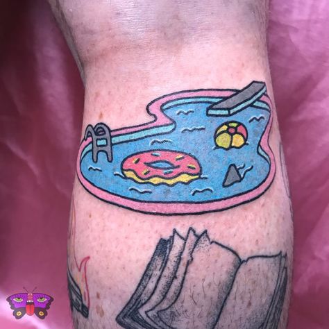 Tattoo uploaded by Tattoodo | Tattoo by Jess Koala #JessKoala #besttattoos #newschool #pool #vacation #summer #donut #shark #swimmingpool #water | 703944 | Tattoodo Pool Tattoo, Koala Tattoo, Swimming Tattoo, Tat Inspiration, Swim Instructor, Piercing Inspiration, Pool Vacation, Shark Swimming, Camp Counselor