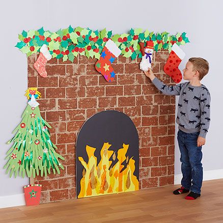 Christmas Fireplace and Hearth Crafts By Month, Classroom Christmas Decorations, Christmas Classroom Door, Christmas Bulletin, Cosy Christmas, Fireplace Hearth, Christmas School, Office Christmas Decorations, Creative Display