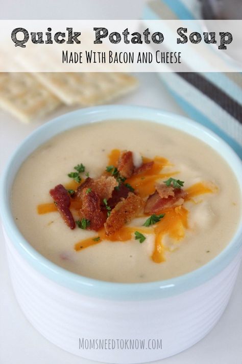 Potato Soup Easy Quick, Soup Easy Quick, Quick Potato Soup, Potatoes Dishes, Mashed Potato Soup, Bacon Soup Recipes, Soup Quick, Homemade Potato Soup, Recipe With Bacon