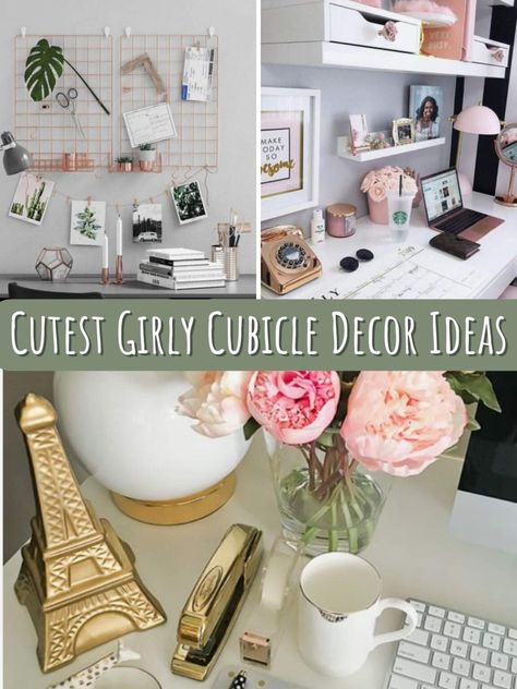 27 Cutest Girly Cubicle Decor Ideas - PinkPopDesign Office Earthy, Fall Cubicle Decor, Decorating Cubicle At Work, Cubicle Decor Office Work Spaces, Work Cubicle Decor Ideas, Minimalist Cubicle Decor, Modern Cubicle, Cubicle Wallpaper, Cubicle Decor Ideas