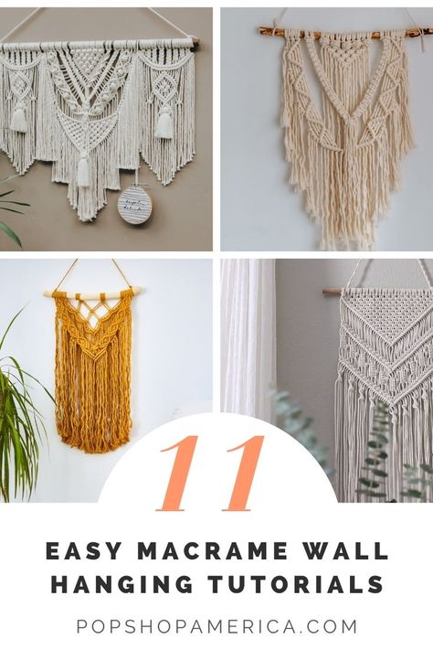 Wall Hanging Tutorials, Macrame Wall Hanging Pattern Free, Layered Macrame Wall Hanging, Easy Macrame Wall Hanging, Wall Macrame, Art Macramé, Pola Macrame, Wall Hanging Ideas, Macrame Wall Hanging Tutorial